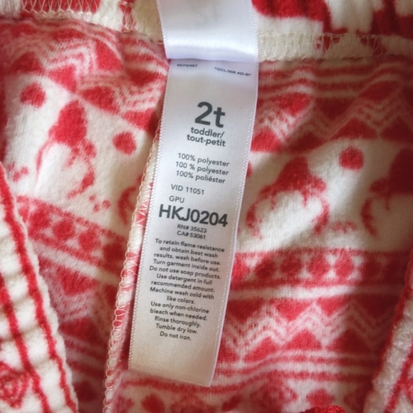 NEW carter's red & ivory fleece pajama pants 2T toddler girls - Picture 5 of 6